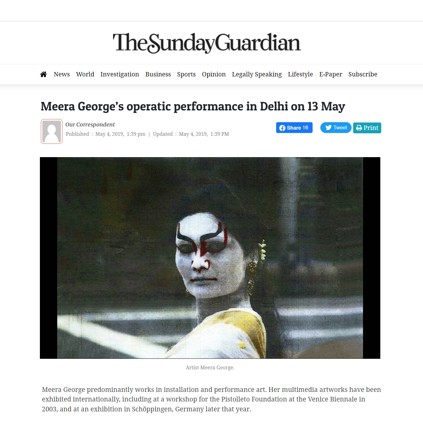 Meera George - The Sunday Guardian